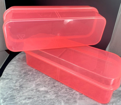 2 Clinique Plastic Cosmetics Makeup EMPTY Beauty Box Containers - PINK - NEW