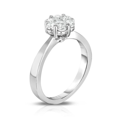 Cluster Halo 0.46CT Round Cut Lab-Grown Diamonds Valentine Ring In 950 Platinum - Picture 2 of 5