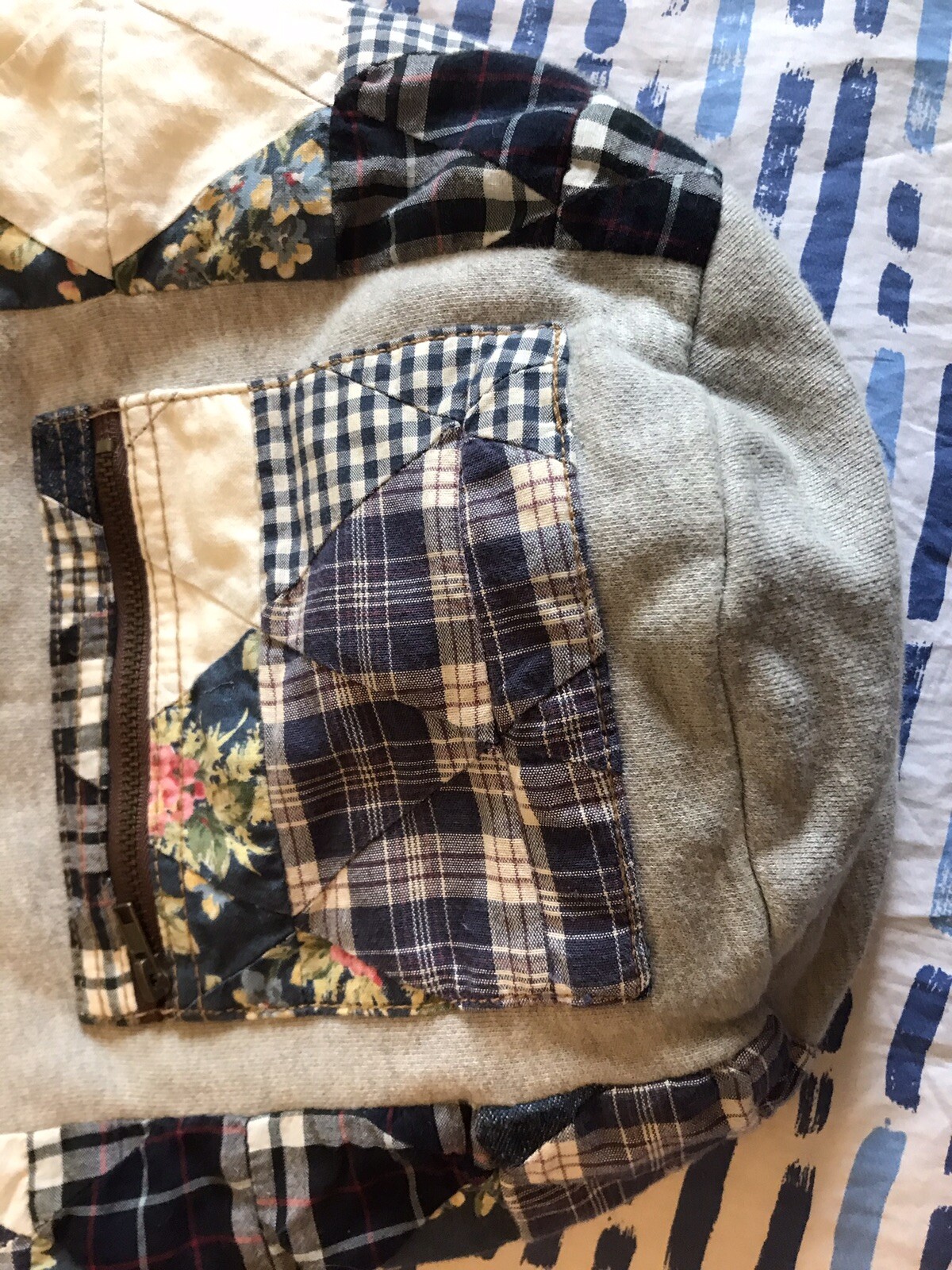 Quilted Backpack Blue Red Patchwork Backpack bag … - image 3