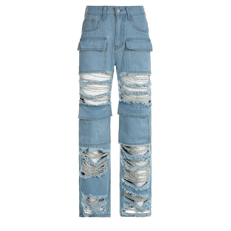 Plaid Cotton Jeans for Women