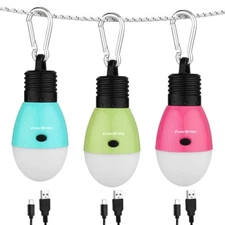 Rechargeable Camping Light Tent Lantern 3 Lighting Modes Hanging Tent Light Bulb