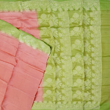 Namaste Vintage Pink Sarees 100 Pure Silk Woven Indian Sari 5YD Craft Fabric