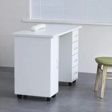New Manicure Nail Table Beauty Salon Acetone Resistant Station Desk White