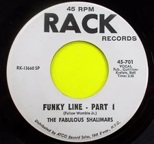 The FABULOUS SHALIIMARS 7" Funky Line Part 1 & 2 1968 MINT MINUS Promo GT 471