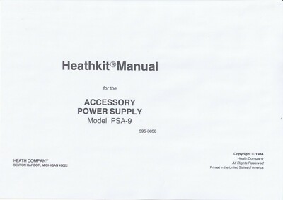 Assembly Manual Guide For Heathkit PSA-9