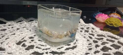13 oz Handmade decorative seashells Square candle With real FL Seashells