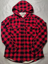 BOSTON TRADERS Women Small Sherpa Lined Lumber Jack Plaid Hooded Shacket