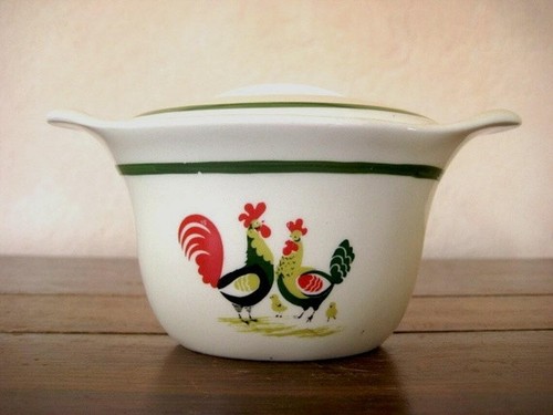 Steubenville Horizon Rooster Hen Chick FAMILY AFFAIR Sugar Bowl w Lid - Picture 2 of 5