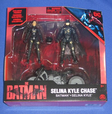 The Batman + Selina Kyle Chase 4'' Action Figure Batcycle 2022 DC MIB Spin Master