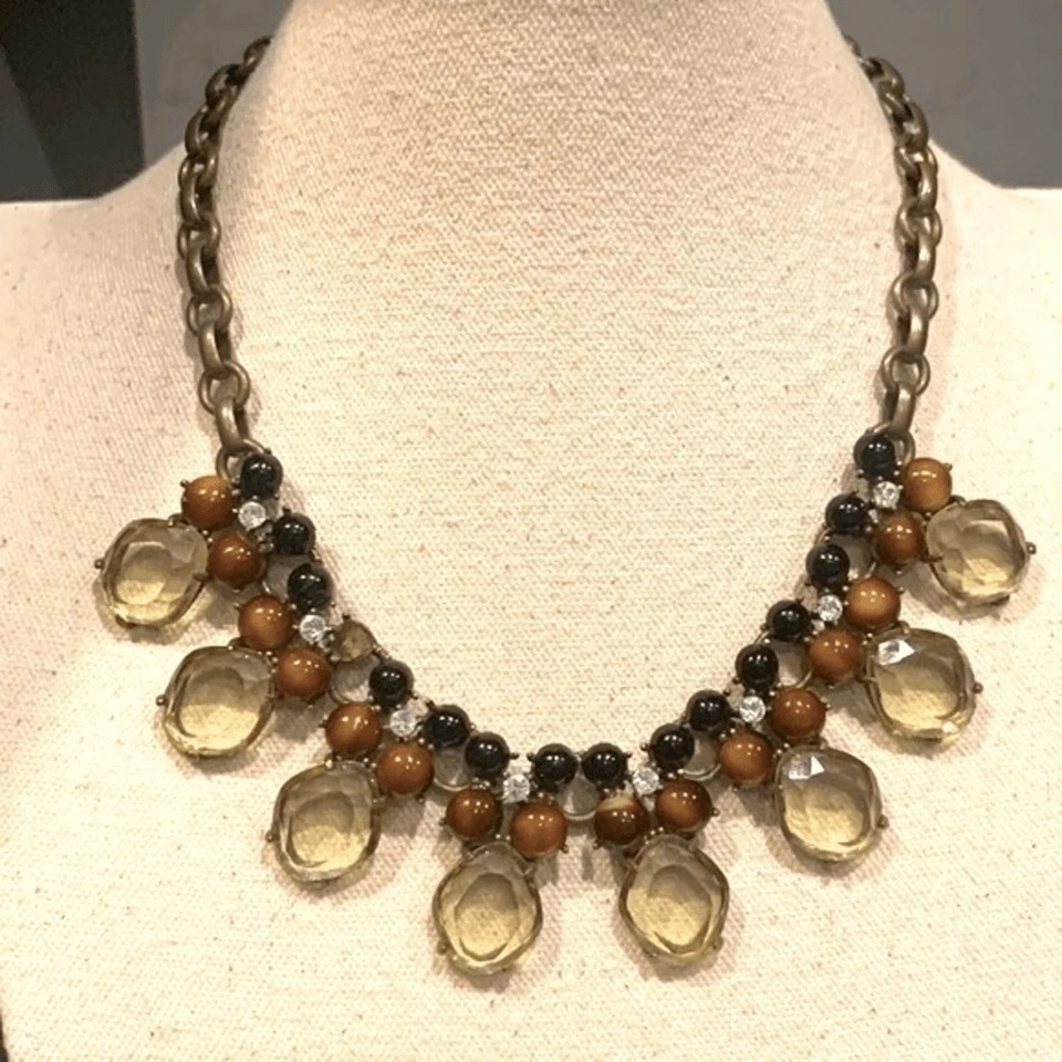 Gerard Yosca Vintage 80s Bib Statement Faux Topaz Crystal Boho 1980s Necklace