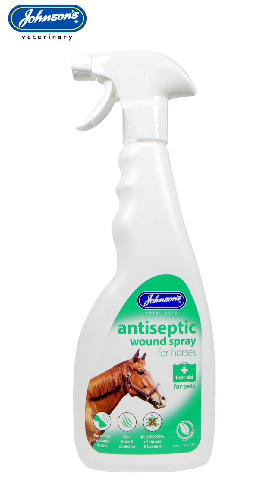 JOHNSONS VETERINARY ANTISEPTIC WOUND SPRAY FOR HORSES SCRATCHES WOUNDS 500ML