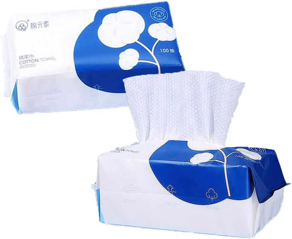 1 Pack 100% Soft Cotton Pad, Removable Disposable Facial Cleansing Face Towel Co