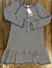 NWT Tea Collection Girls Striped Long Sleeve Henley Dress 12
