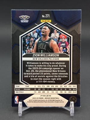 2023-24 Panini Mosaic - City Edition Zion Williamson #271 Blue