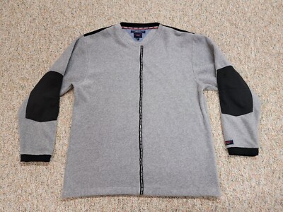 Tommy Hilfiger Sweatshirt Mens XL Grey Pullover Tape Logo Casual Preppy