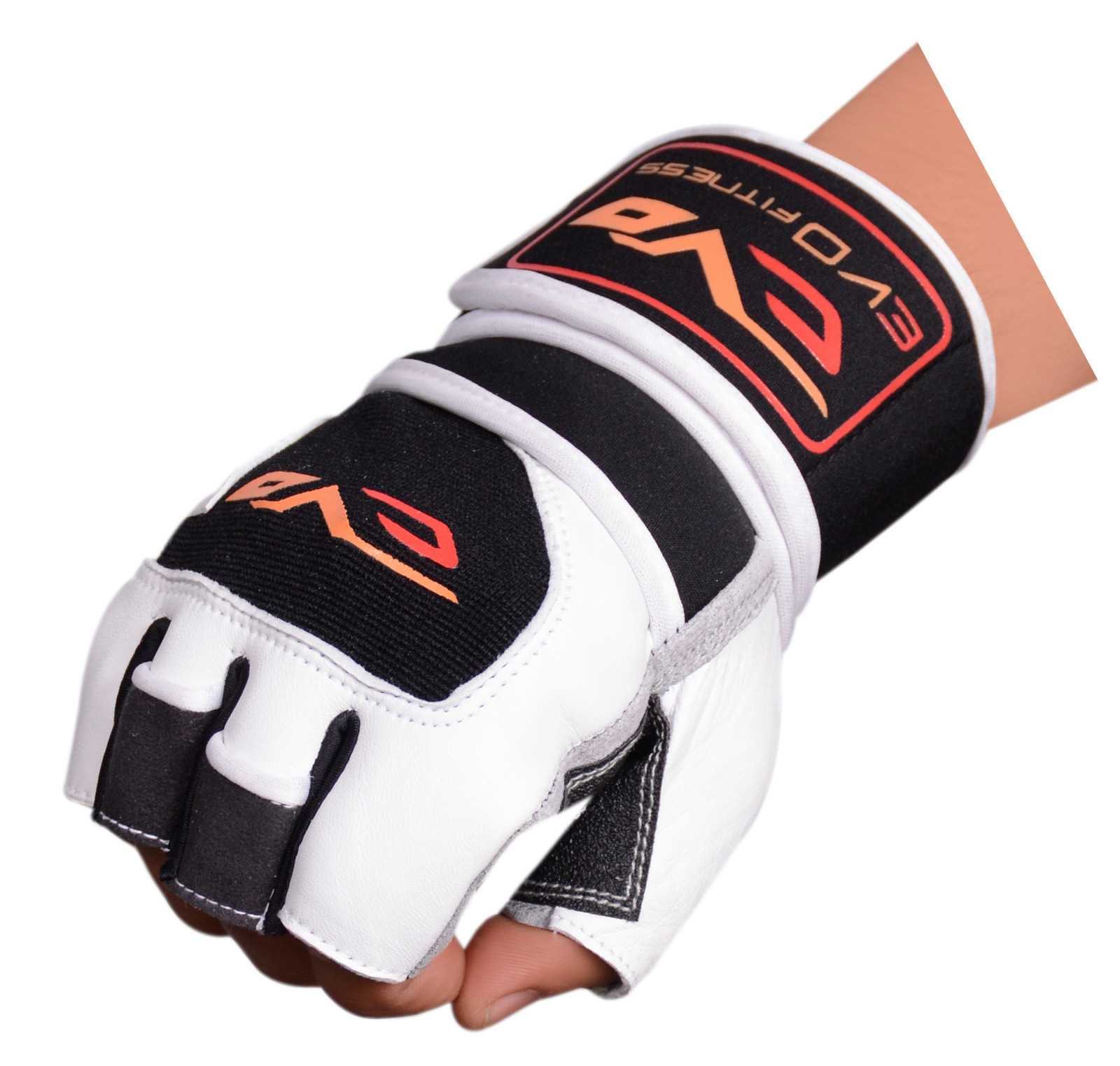 EVO Leather Cycling Gloves Weightlifting Gym Neoprene Support Wrist Wraps Straps eBay