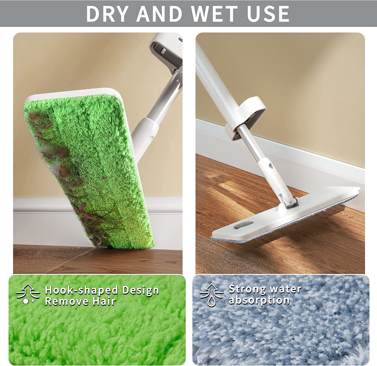 BOOMJOY Spray Mop Self Wringing Flat Mop Hands Free Floor Cleaning Mop