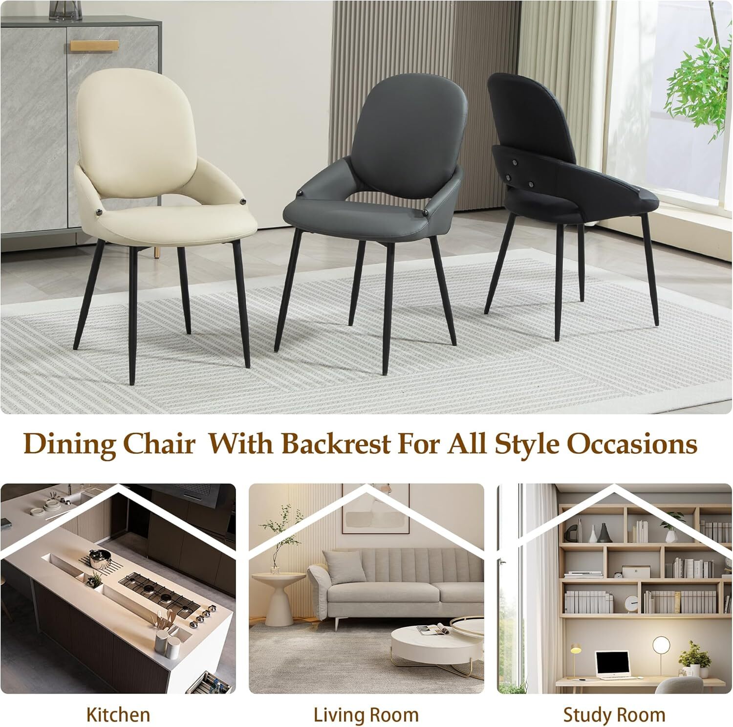 Dining Chair Modern Kitchen Chairs , PU Leather Dining Room Chairs.