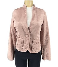 Banana Republic Womens 100 Silk Long Sleeve Front Pockets Classy Pink Jacket M
