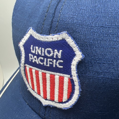 Vintage UNION PACIFIC Blue Hat Cap Mesh Snapback Patch USA - Picture 6 of 7