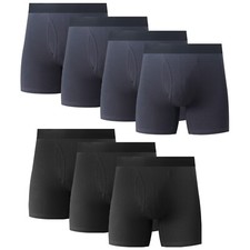 7PK Mens Cotton Boxer Briefs With Fly Underwear Bulk Size Medium Large M XL XXL