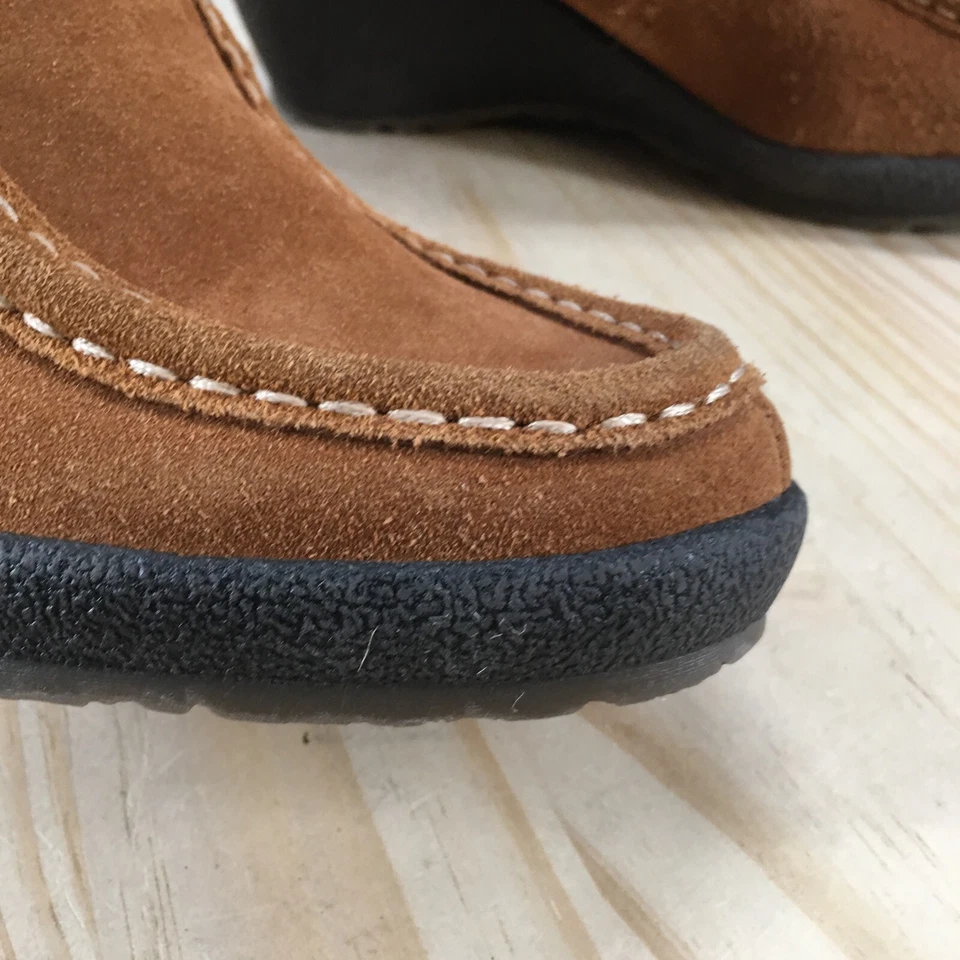 Botas Iso Isotoner Femininas 6 M Vanessa Ankle Bootie Couro Marrom com Cadarço Cunha - Imagem 4 de 4