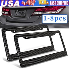 Black Car Carbon Look License Plate Frame Cover Front Or Rear Universal