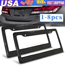 Black Car Carbon Look License Plate Frame Cover Front Or Rear Universal