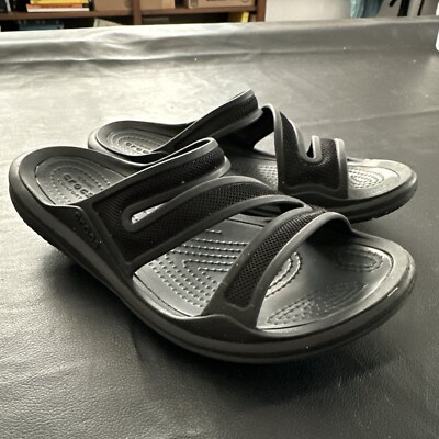 Crocs Sandals Women’s Sz 6 Black Slip On Sandal 220 | eBay