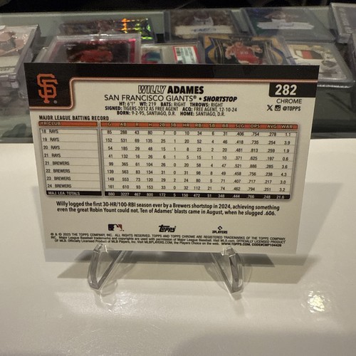 2025 Topps Chrome Logofractor Willy Adames Green Refractor /99 🔥 Giants - Picture 4 of 4