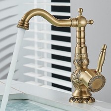 Basin Mixer Tap Mono Bathroom Sink 360° Swivel Spout Single Lever Antique Brass