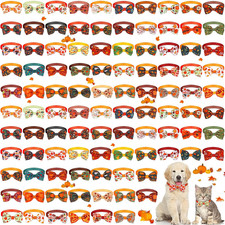 100 Pcs Dog Bow Ties Bulk Adjustable Pet Bowtie Collar Bows Holiday Dog