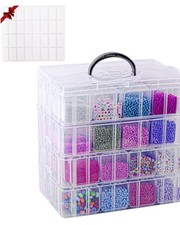 VTG Bead Organizer Box, 112 Pcs Small Organizers, 3-Tier Bead Storage Containers