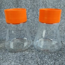 Androck Orange Salt Pepper MCM Glass Shaker Dispenser Retro 9-341 Made in USA