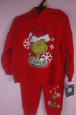 The Grinch Toddlers 2 Piece Christmas Sweatshirt And Jogger Set Size 3T -New