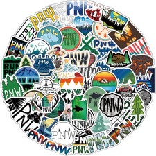62Pcs PNW Stickers Pack, Cartoon Aesthetic Vinyl Waterproof Decals for Brown