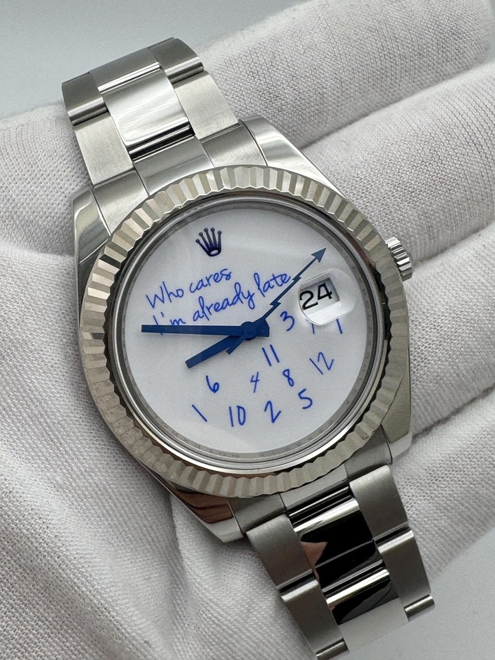 rolex-datejust-41mm-116334-custom-who-cares-i-m-already-late-blue-dial