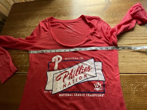 NWT Majestic Threads Women’s XL Phillies Red L/S Scoop Neck Tee Shirt USA MADE - Picture 7 of 9