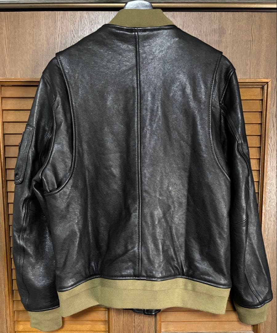 Buzz Rickson's Flight Jacket Sheepskin Leather Bl… - image 11