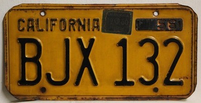 California Nummernschild 1956 1960 USA Kennzeichen Kalifornien US License Plate 
