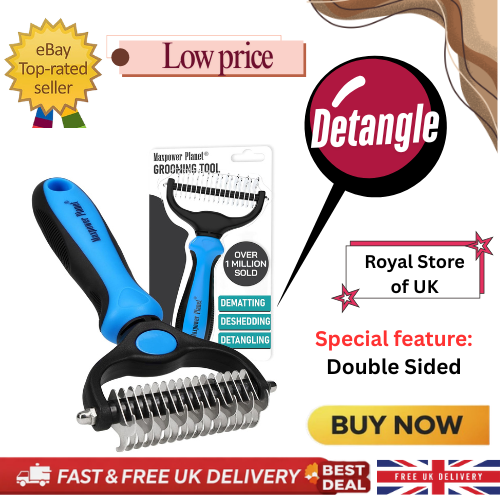 Maxpower Planet Pet Grooming Brush for Long Haired Cats - Double Sided Shedding