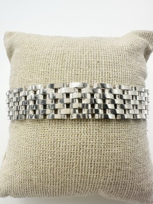 Milor 925 Italy sterling silver  Woven Link Chain 12mm bracelet 7.25 
