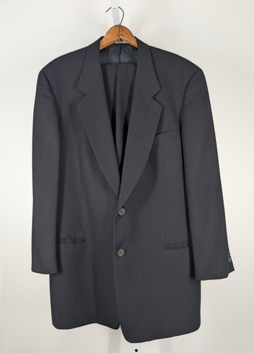 Giorgio Armani Mani Vintage 80s Navy Pinstripe 2 Piece Blazer Trousers 44 Long - Picture 2 of 8