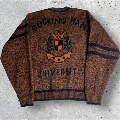 Rare Vintage Bucking Ham University Knitted Varsity On The Street Cardigan
