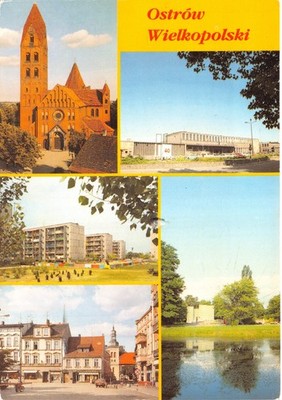 OLD  POLAND POSTCARD OSTROW WIELKOPOLSKI LARGE SIZE USED GOOD PLUS