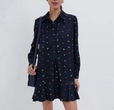 Tuckernuck Callahan Embroidered Shirt Dress Floral Collar Size S