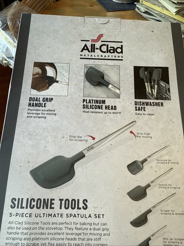 Juego de 5 espátulas herramientas de cocina de silicona totalmente revestidos nuevo en caja - Imagen 7 de 8