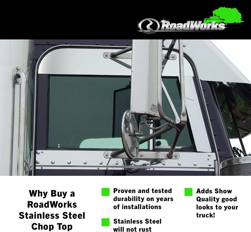 | Tapas de corte de acero inoxidable de 5" para ventanas de cabina Peterbilt 1973-2004, acabado pulido Foto 4 de 4