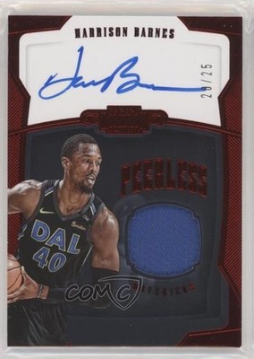 2018 Panini Dominion Peerless Jersey Red 20/25 Harrison Barnes #PJ-HBS Auto fm0