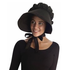 Colonial Style Large Bonnet Costume Hat Adult: Black One Size